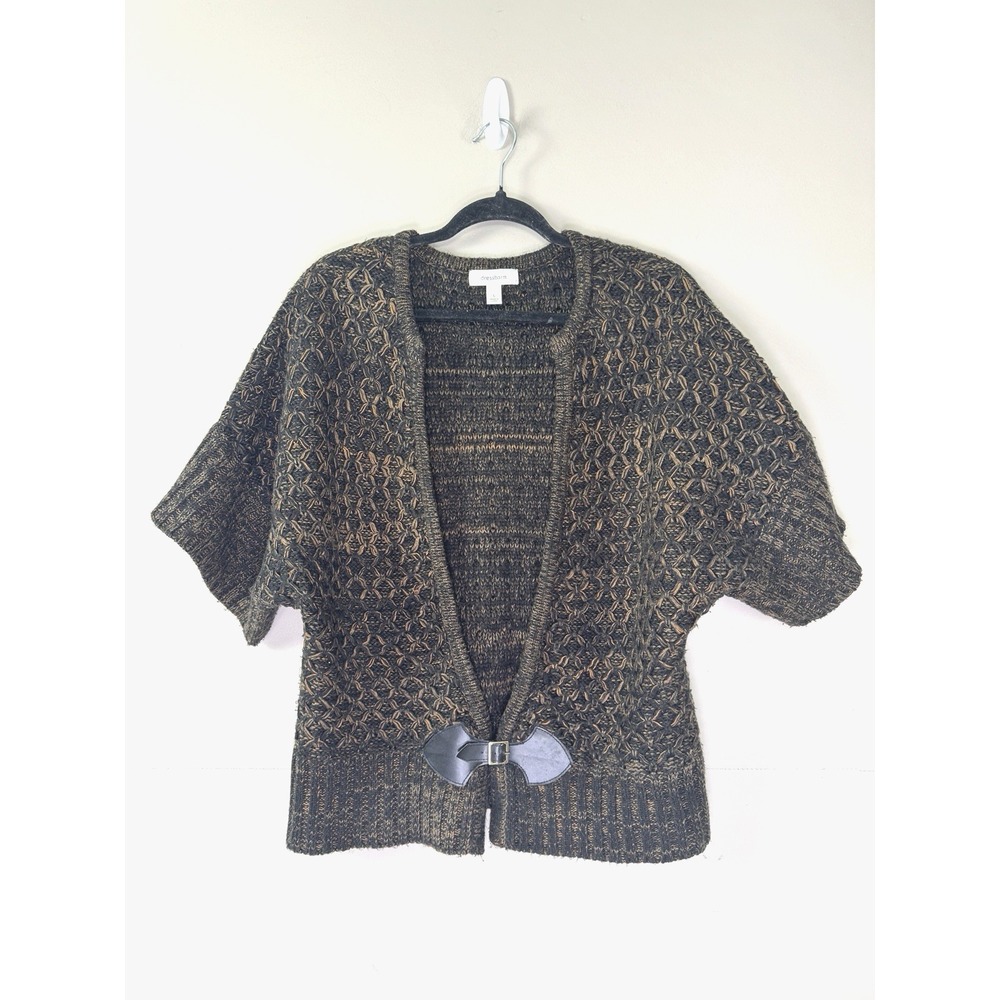 VTG Y2K Whimsigoth Cardigan Large Chunky Knit Sweater Leather Buckle Ren Faire